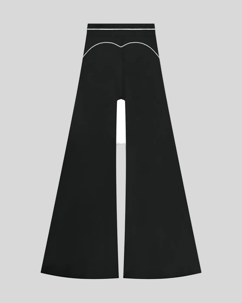 TrackLine Outline Flared Pants in Black back view showcasing the sculpting back seam and flared silhouette