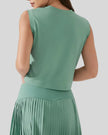 Back angle view of teal cropped active tank