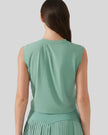 Back view of cropped active tank in teal