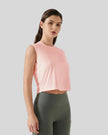 Cropped active tank in watermelon pink shown from front right angle
