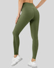Back angle view of AeroFlow mesh legging in matcha green with smooth sculpted fit