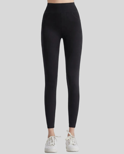 Athlesi AlignForm leggings in black color front view with high waist and sculpting fit
