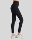 Athlesi AlignForm leggings in black color side view showing contouring fit and seamless design