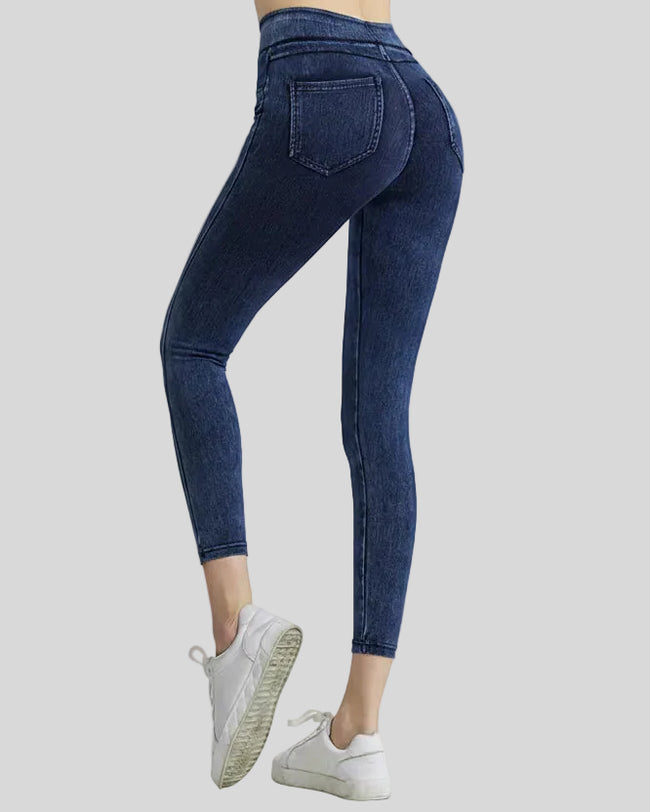 Athlesi AlignForm leggings in dark color back view showing contouring fit and seamless design