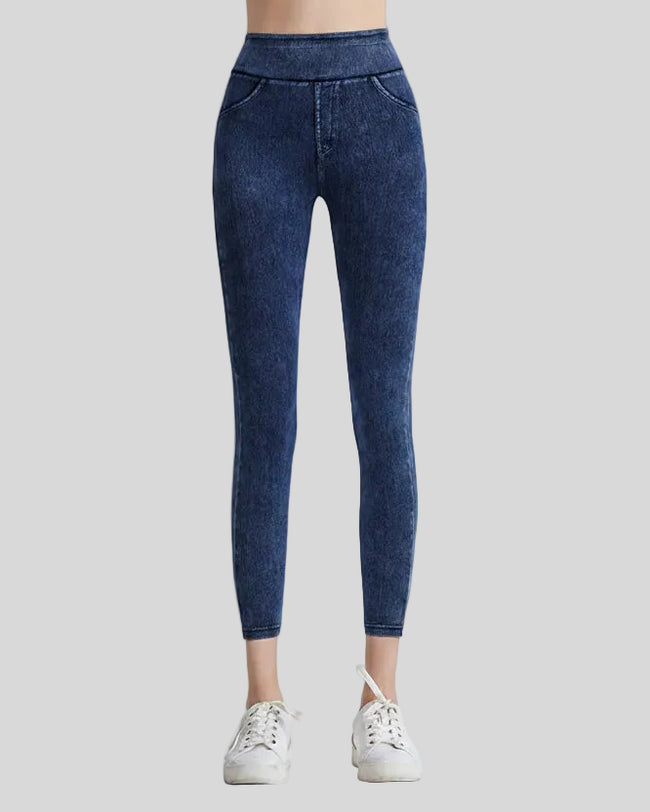 Athlesi AlignForm leggings in dark color front view with high waist and sculpting fit