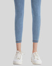 Athlesi AlignForm leggings light color closeup of ankle fit with slim tapered silhouette