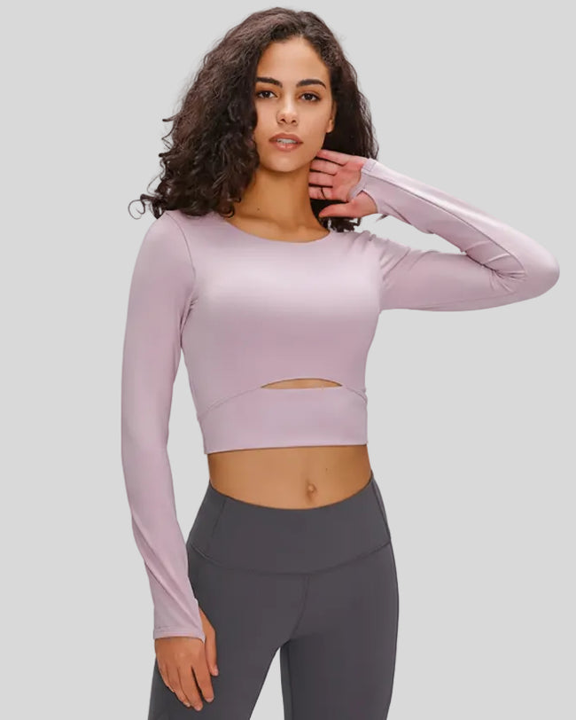 Athlesi AlignLift Studio long sleeve top in lilac, front view