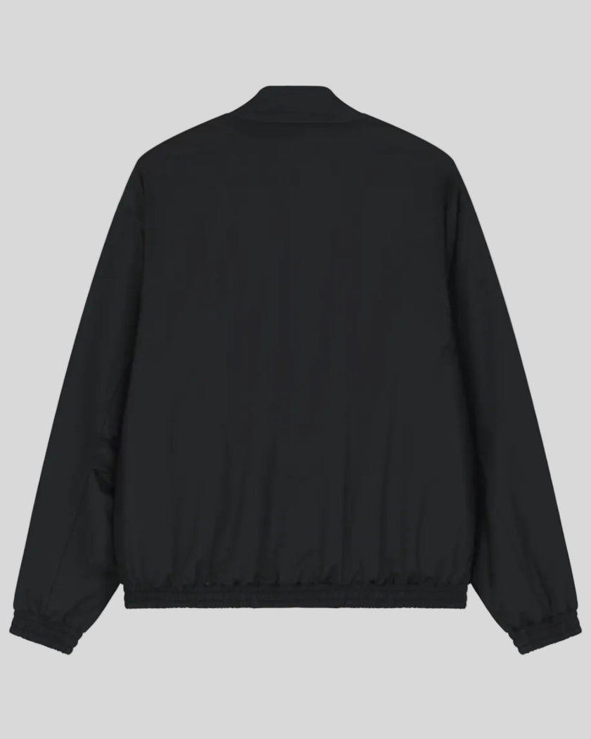 Axis Bomber Jacket in Black with relaxed silhouette and elasticized hem back view
