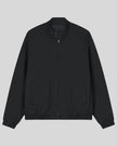 Axis Bomber Jacket in Black with stand collar, zip front and side pockets front view