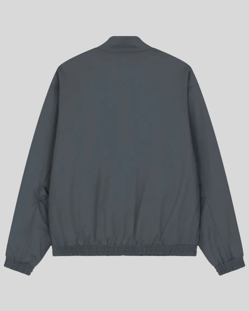 Axis Bomber Jacket in Dark Gray with relaxed silhouette and elasticized hem back view