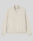Axis Bomber Jacket in Gray Camel with stand collar, zip front and side pockets front view