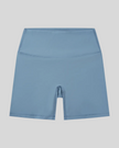 BaseLine Biker Shorts in gray blue, flatlay front view with high-waisted fit