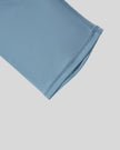 BaseLine Biker Shorts in gray blue, leg hem detail close-up