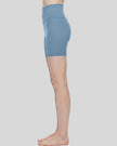 BaseLine Biker Shorts in gray blue, side view showing silhouette