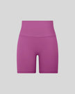 BaseLine Biker Shorts in purple, 3D front view with high-waisted fit
