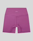 BaseLine Biker Shorts in purple, flatlay back view with high-waisted fit