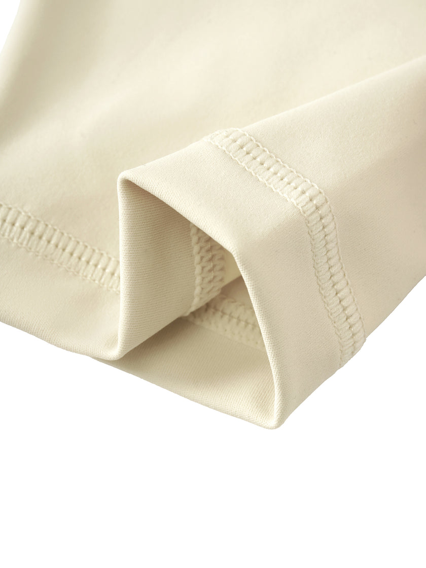 BaseLine High-Waisted Leggings in apricot, leg hem detail close-up