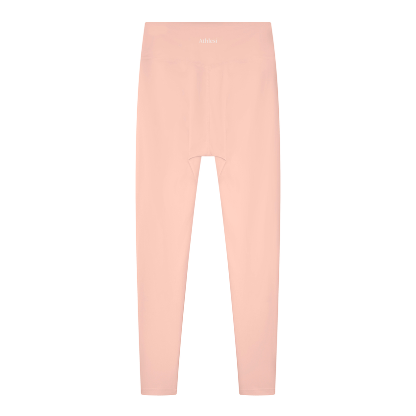 BaseLine High-Waisted Leggings in pink, flatlay back view with clean silhouette