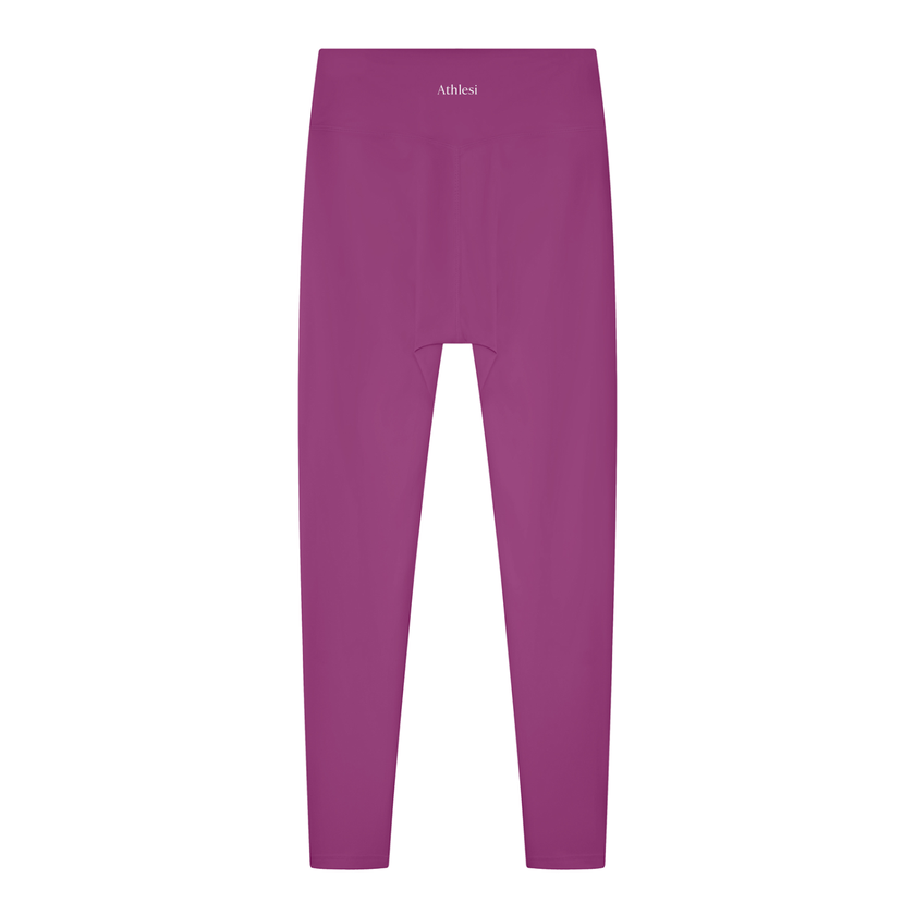 BaseLine High-Waisted Leggings in purple, flatlay back view with clean silhouette