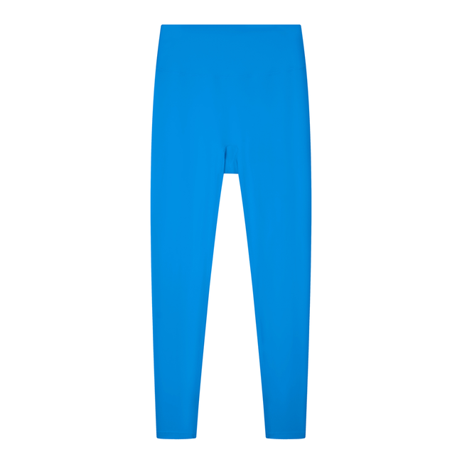 BaseLine High-Waisted Leggings in royal blue, flatlay front view with high-waisted fit