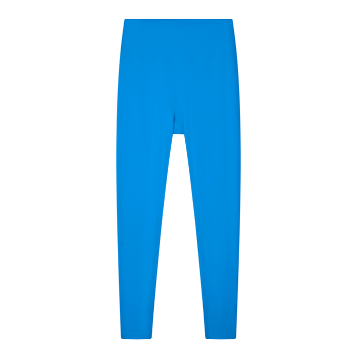BaseLine High-Waisted Leggings in royal blue, flatlay front view with high-waisted fit