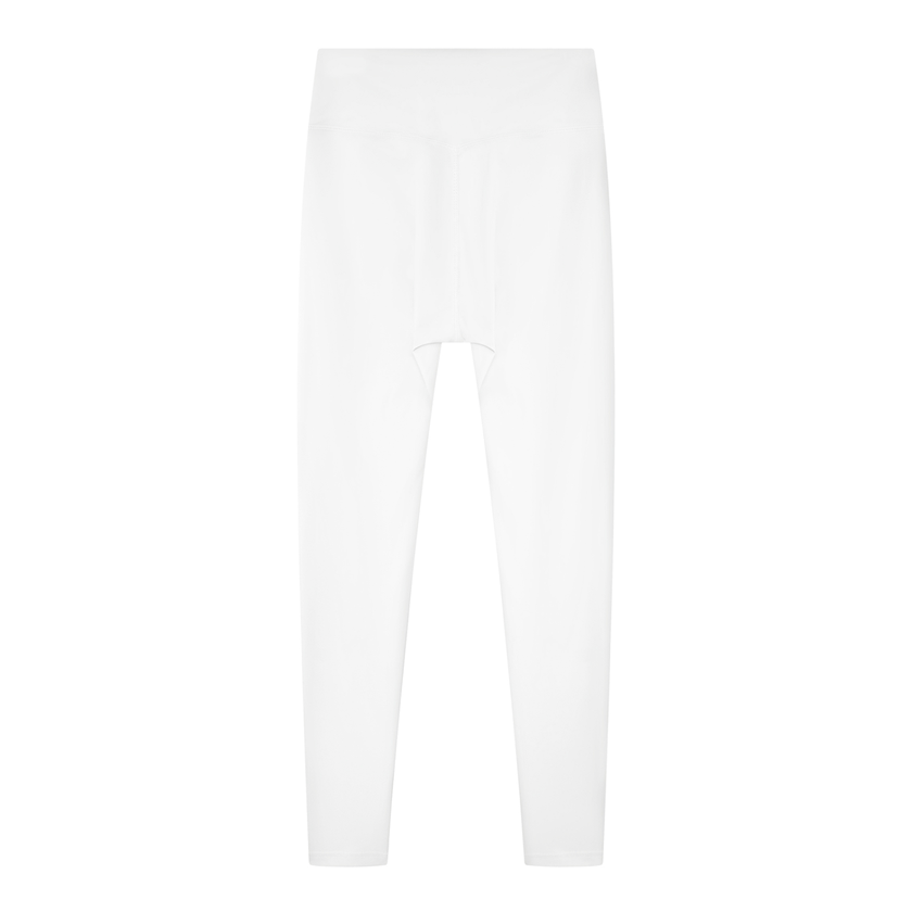 BaseLine High-Waisted Leggings in white, flatlay back view with clean silhouette