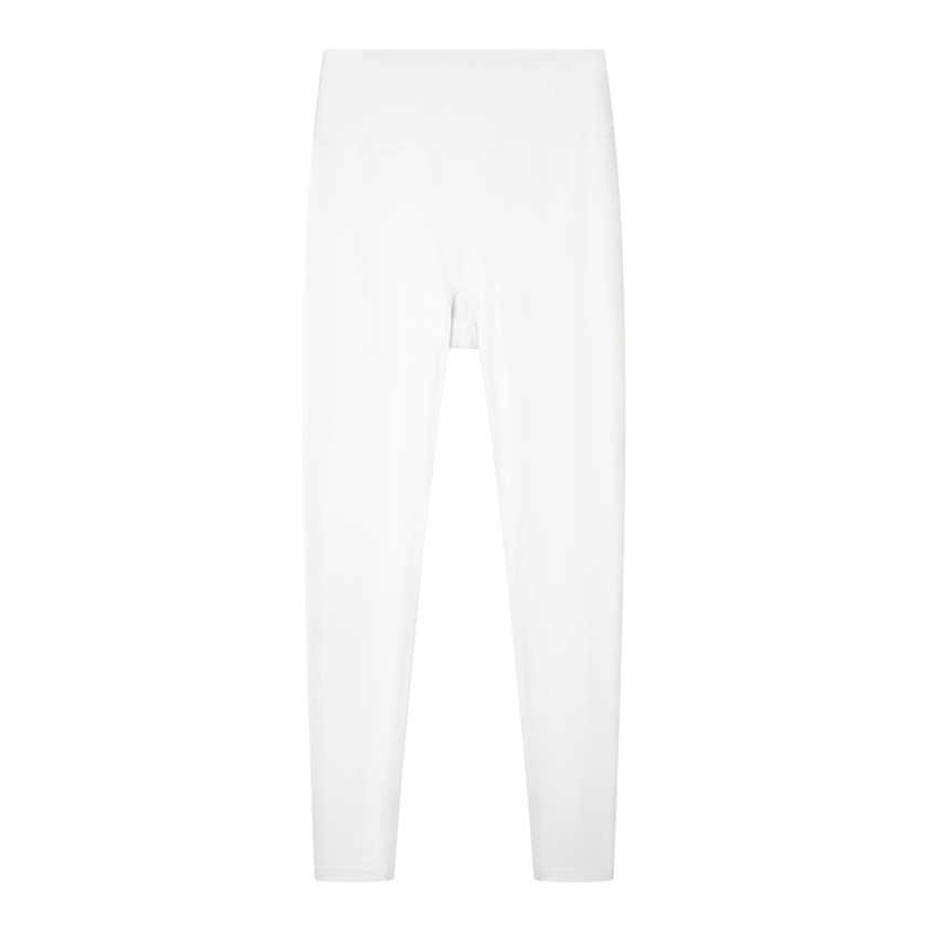 BaseLine High-Waisted Leggings in white, flatlay front view with high-waisted fit
