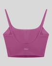BaseLine Sports Bra in purple, flatlay back view with clean minimal design
