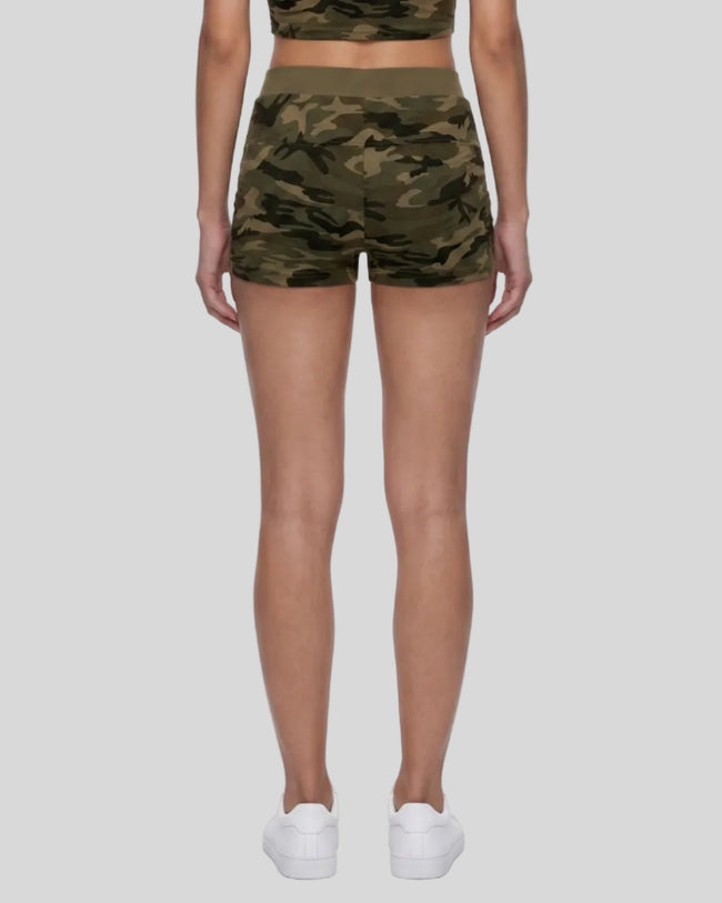 Back view of the Army Green Camo shorts showing the clean silhouette and comfortable waistband
