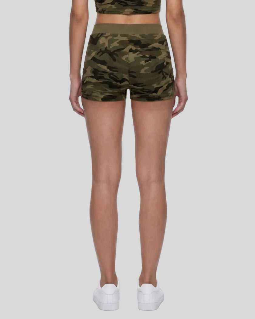 Back view of the Army Green Camo shorts showing the clean silhouette and comfortable waistband