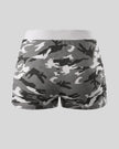 Women's camouflage slim shorts back view in Gray Camo featuring a clean silhouette and comfortable waistband