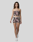 Model wearing the Pink Camo shorts styled for everyday casual streetwear.