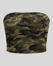 Camo Tube Top in Army Green Camo front view