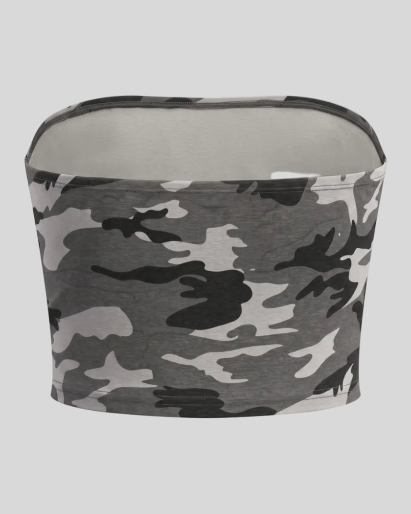 Camo Tube Top in Gray Camo back view