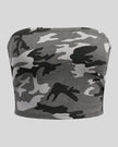 Camo Tube Top in Gray Camo front view