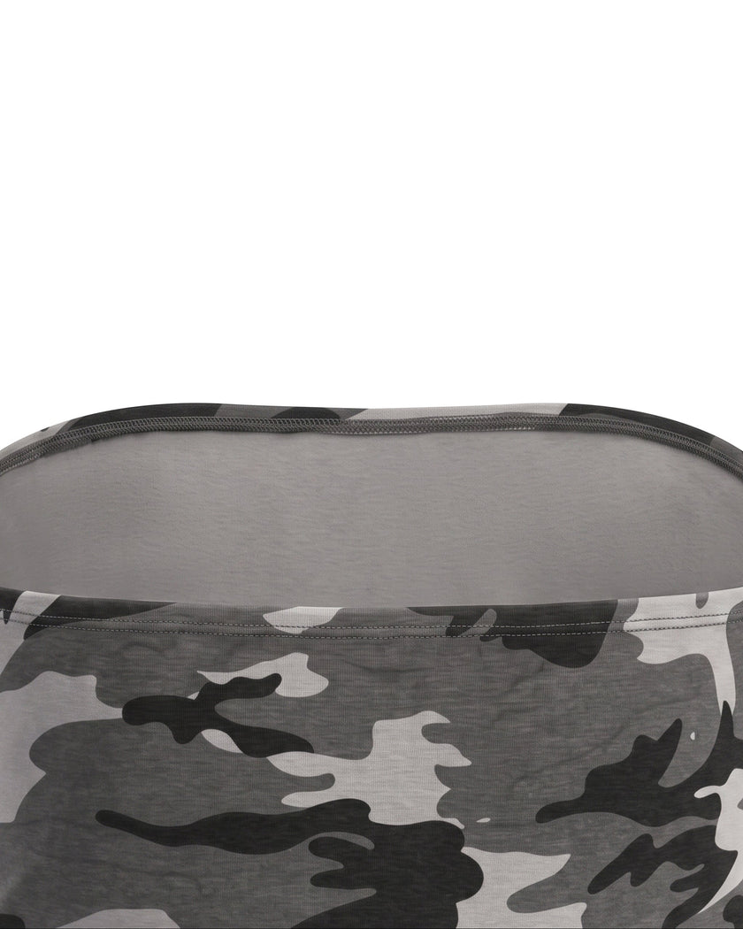 Close-up of the back design on the Camo Tube Top in Gray Camo