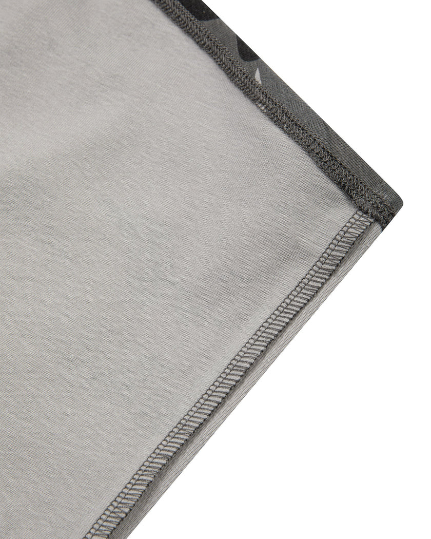 Detailed view of the soft stretch camouflage fabric on the Camo Tube Top in Gray Camo