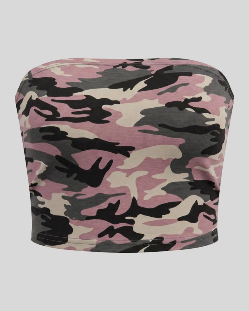 Camo Tube Top in Pink Camo front view