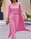 Lifestyle image of the CloudEase Lounge Set in fuchsia pink styled for elevated lounging and casual everyday wear