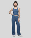 Front view of the CloudEase Lounge Set in navy styled without the long sleeve cover-up