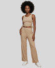 Front view of the CloudEase Lounge Set in tan styled without the long sleeve cover-up