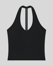 Contour Halter Yoga Tank Top in Black front view