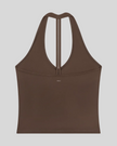 Contour Halter Yoga Tank Top in Brown back view