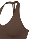 Side view highlighting the fitted silhouette of the Contour Halter Yoga Tank Top in Brown