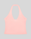 Contour Ruched Yoga Top in pink with halter neckline back view