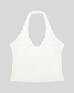 Contour Ruched Yoga Top in white with halter neckline back view