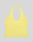Contour Ruched Yoga Top in yellow with halter neckline back view