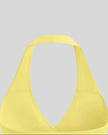 Closeup of back halter neckline on Contour Ruched Yoga Top in yellow