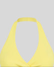 Closeup of halter neckline and crossover front on Contour Ruched Yoga Top