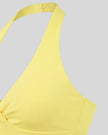 Closeup of fitted side silhouette on Contour Ruched Yoga Top in yellow